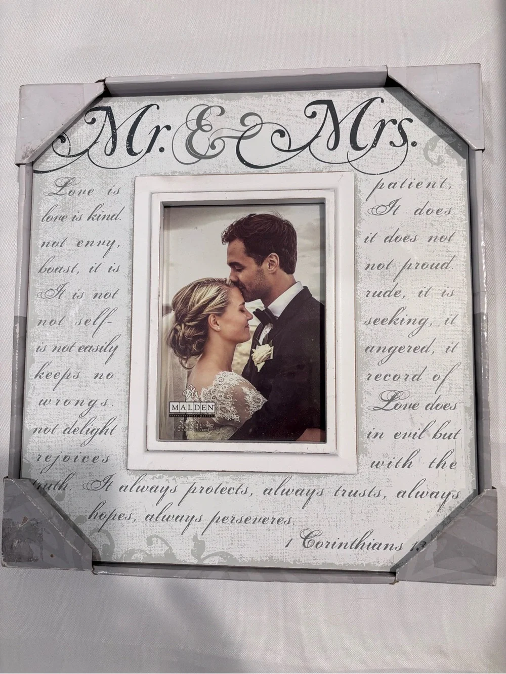 Malden Mr. & Mrs. White Script Wedding Photo Frame